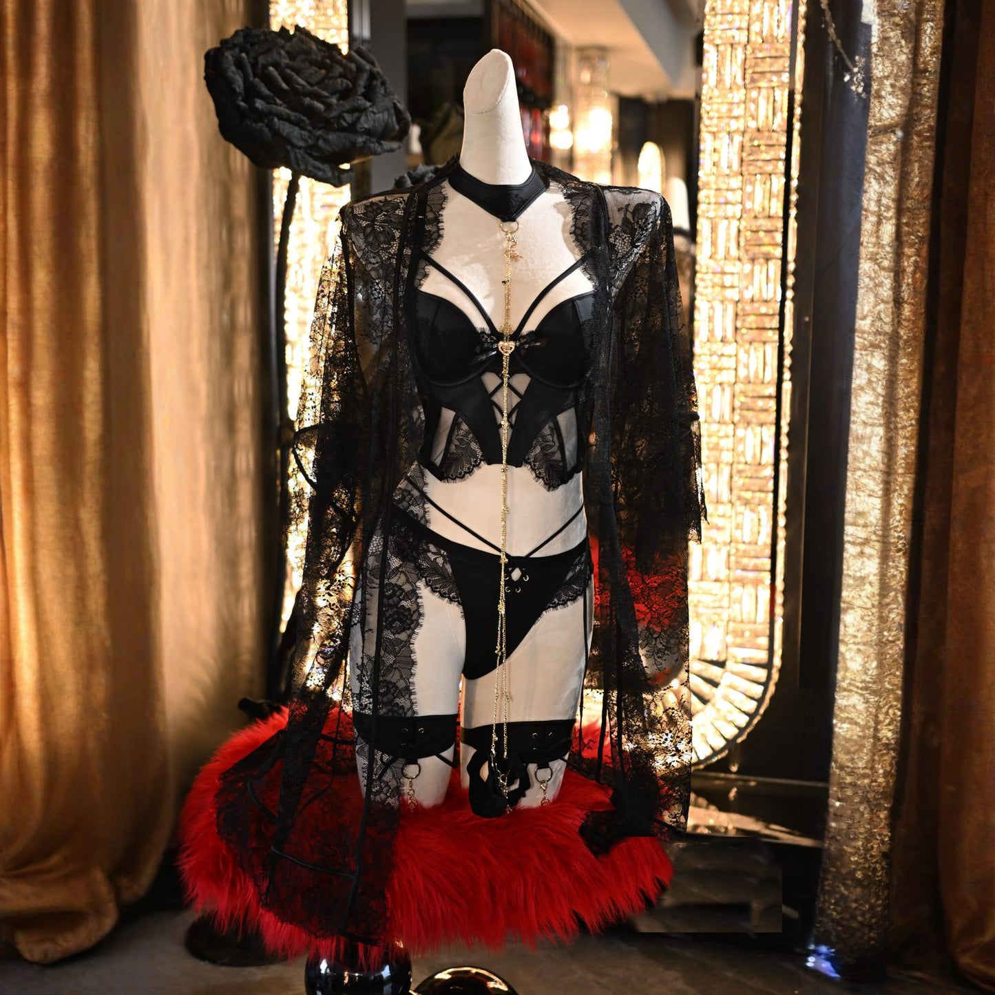 Midnight Mamba No.1 - PU Leather Bustier & Thong Set