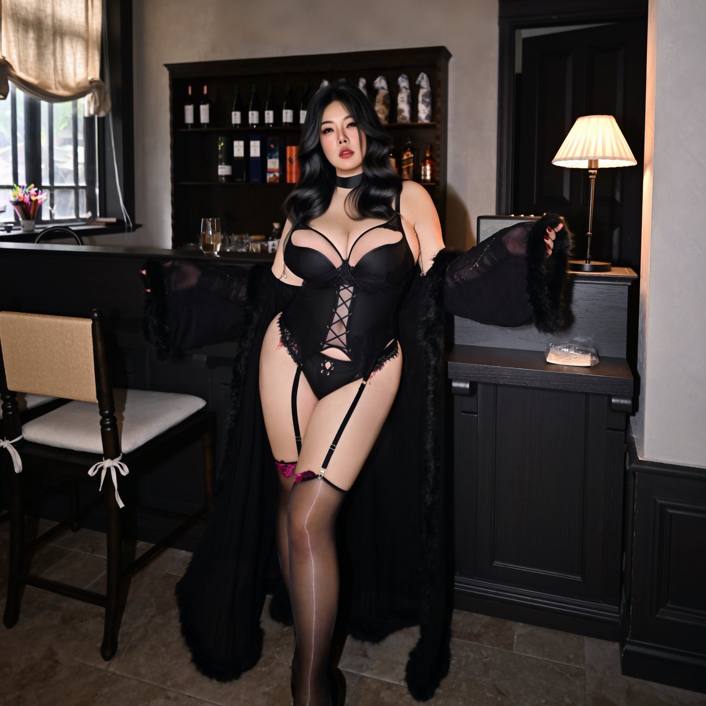 Mamba No.2 — Longline PU Leather Bustier & Thong Set